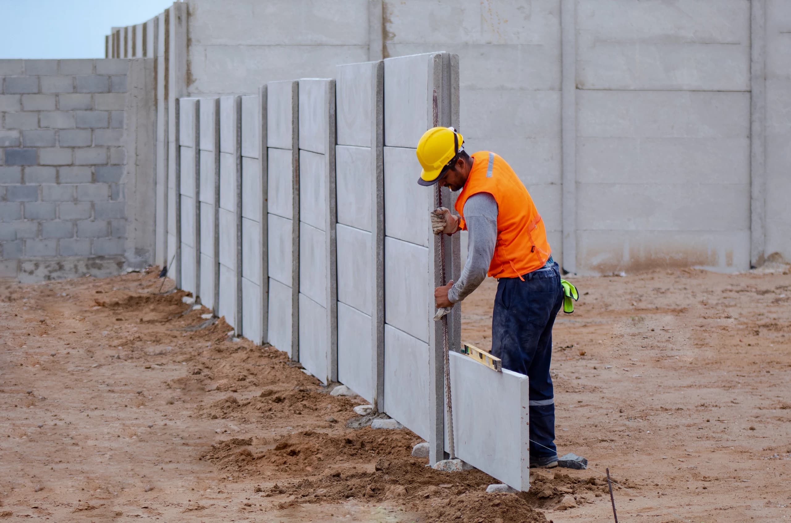 Montaje técnico de muros y postes prefabricados